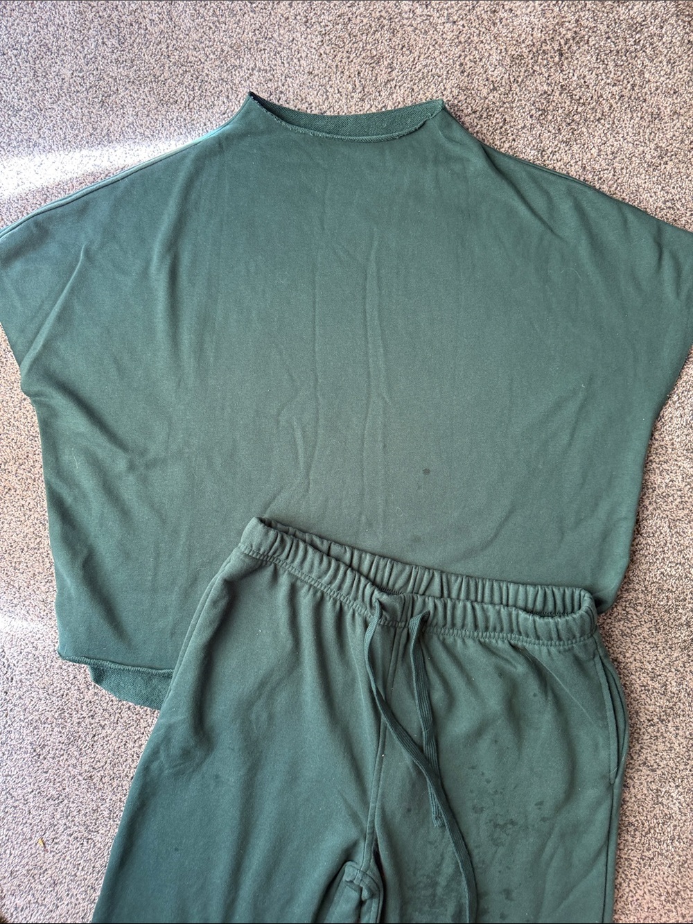 Lounge set- by Source Unknown -Dark Green Track Joggers with Drawstring Waist - Picture 3 of 6